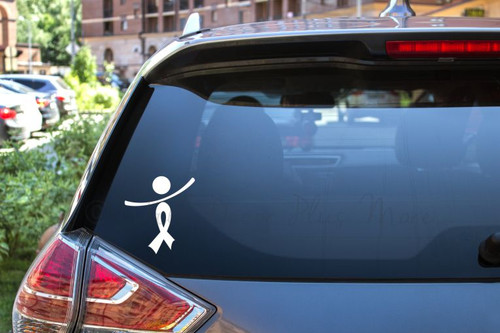 Breast Cancer Awareness Ribbon Car Window Vinyl Decal Stickers 7x8 White