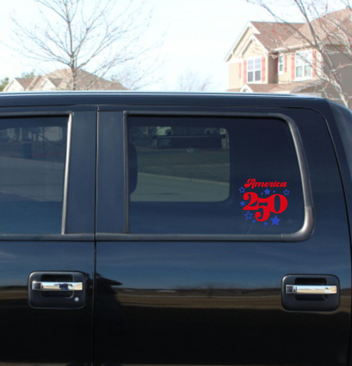 America 250 Patriotic Car Decal | Vinyl Truck Window Sticker Red Blue