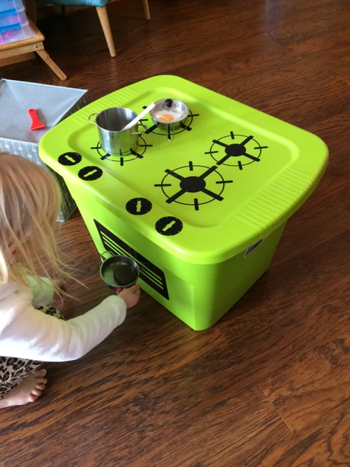 Toy Kitchen Stove Decals Stickers for Kids Pretend Play In Action
