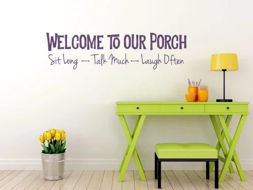 Welcome To Our Porch Wall Decals Quote Vinyl Lettering Stickers Entry Home Decor-Plum
