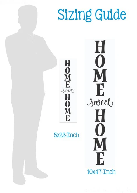 Wall Decal Sticker Home Sweet Home Vertical Decor Vinyl Art Lettering-Sizing Guide