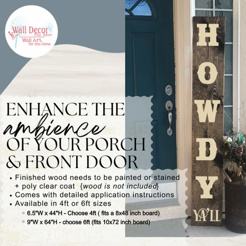 Howdy Ya'll DIY Vertical Lettering Vinyl Decal Sticker for Porch Decor Beige enhance