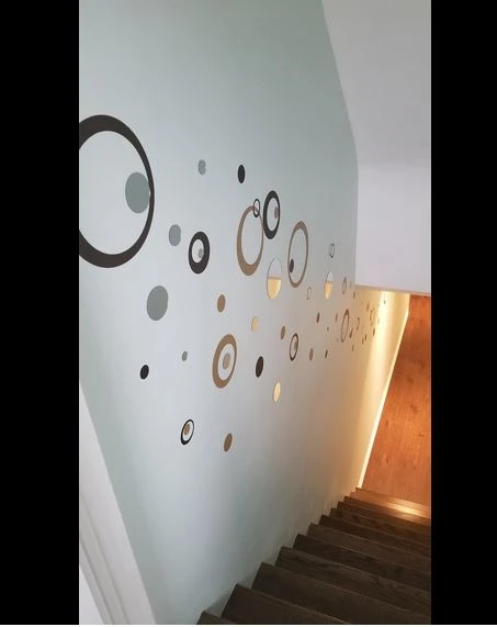 Wall Vinyl Sticker Shapes Circles Rings & Dots, 4-color pkg, Chocolate Brown, Tan, Storm Gray, Black