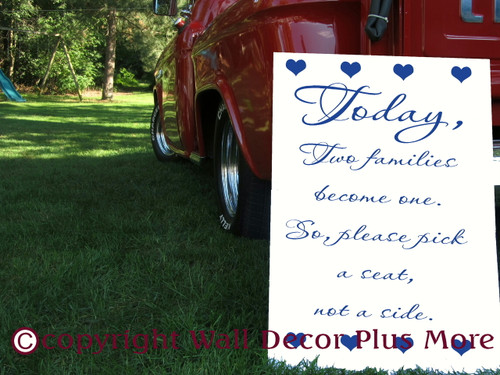 Popular Wedding Quote Vinyl Stickers Decals Two Families Become One Deep Blue