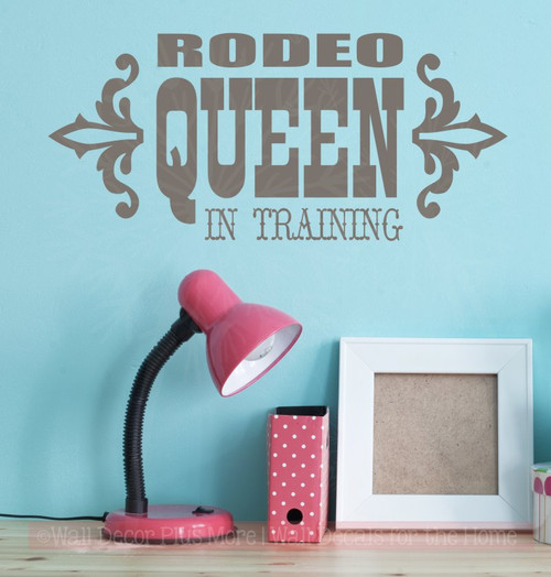 Rodeo Queen in Training Wall Decal Quote Western Girl Vinyl Stickers-Castle Gray