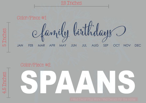 Family Birthdays Vinyl Sticker Decal Personalized Last Name 2 piece
