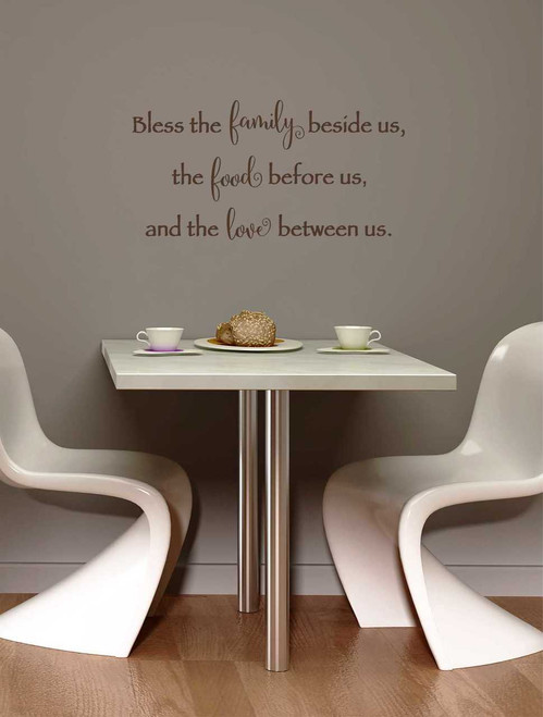Bless Family, Food, and Love Wall Decal Quote-Chocolate Brown