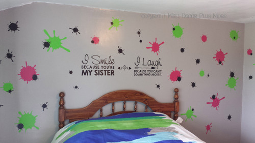 Large Splatter Vinyl Wall Decal Stickers Pink Green Girls Room