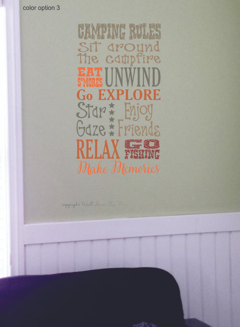Camper Rules Subway Art Vinyl Decal Option 3 for the Camper Walls
