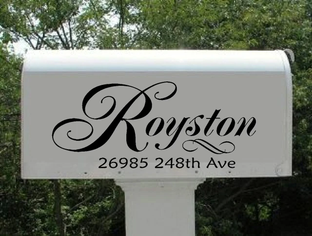 Sophisticated Personalized Mailbox Sticker with Swirls and Address
