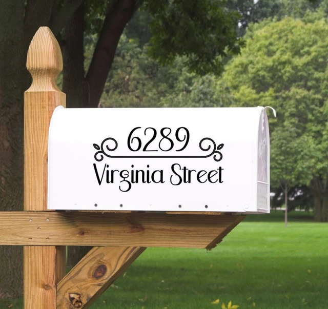 Decorative Mailbox Decals Custom Address Stickers Swirled Divider 3pc-Black