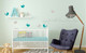 Set of 8 Bird Wall Decals in 2 Colors, 5-Inch size, Modern Girls Room Decor-Warm Gray, Teal