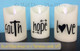 Faith Hope Love Vinyl Stickers Lettering design for LED Candles - shown in color black in OFF position