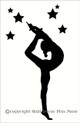 Gymnast Silhouette with Stars Girls Wall Sticker Vinyl Wall Art Decals