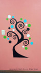 Swirly Tree Sticker Vinyl Wall Art Decals with Polka Dots in 4 colors Black Lime Green Geyser Blue and White