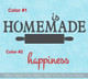 Happiness is Homemade Kitchen Quotes Wall Decals, 2 Color Vinyl Sticker 23x10-Inch