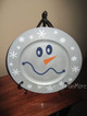Squiggly Mouth Carrot Nose Snowman Face Decals Vinyl Holiday Wall Stickers on Plate, Set of Two- Deep Blue, Orange nose