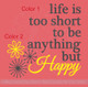 Life Is Too Short To Be Anything But Happy Inspirational Wall Art Decal Sticker Quote