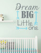 Dream Big Little One Nursery Vinyl Lettering Stickers Wall Decals Baby Room Decor- Storm Gray, Geyser Blue