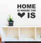 Home Is Where Heart Is Wall Sticker Decals Vinyl Lettering Art Entry Quote-Black