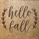 Hello Fall Laurel Leaf Wreath Vinyl Art Stickers Autumn Pumpkin Decals-Chocolate