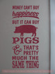 Money Can't Buy Happiness Pigs Can Vinyl Wall Sticker Farmhouse Decor Burgundy