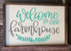 Welcome To Our Farmhouse Vinyl Decals Laurel Leaf Wall Sticker Quote-Turquoise, Castle Gray