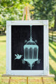 Hummingbird with Cage Wall Art Stickers Wedding Decor Vinyl Decals-Beach House