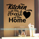 Kitchen Wall Decals Kitchen Heart Of Home Vinyl Lettering Stickers-Black