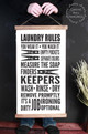 15x26 - Wood & Canvas Wall Hanging, Laundry Room Words Wall Art Print