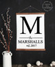 19x24 - Wood & Canvas Wall Hanging, Monogram Last Name Est Date Custom Wall Art