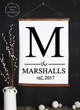 23x30 - Wood & Canvas Wall Hanging, Monogram Last Name Est Date Custom Wall Art