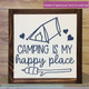 RV Wall Decor Camping Happy Place Tent Stick Art Stickers Camper Decals-Deep Blue