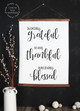 X-Large: 23x30 - Wood & Canvas Wall Hanging Grateful Thankful Blessed Wall Art Sign