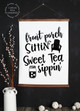 Wood & Canvas Wall Hanging Sweet Tea Sippin Porch Wall Art Sign XLarge