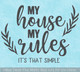 Home Wall Decor Quote My House My Rules Vinyl Decal Lettering Sticker WD1689
