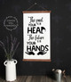 Wood Canvas Wall Hanging Past In Your Head Future in Hands Sign Decor- 15x26