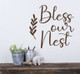 Decal for Round Wood Sign Bless Our Nest Art Letters Stencil, Sticker ChocBrown