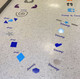 Sensory Path Floor Decal School Hall 4-Inch Shapes Stickers 4 Sets, Colors, blue silver