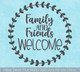 Decal for Round Wood Door Sign Family Friends Welcome Stencil or Sticker