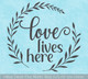 Decal for Circle Wood Sign Love Lives Here Decor Quote Stencil, Sticker