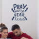 Pray More Fear Less Religious Wall Decal Vinyl Sticker Decorative Quote DeepBlue
