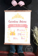 Wood and Canvas Sign, Girls Princess Baby Birth Announcement-19x24 inch