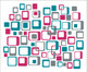 Funky Square Wall Vinyl Stickers Shapes StormGray, Teal and Hot Pink