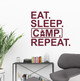 Eat Sleep Camp Repeat RV Travel Trailer Decor Sticker Burgundy