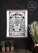 Wood Canvas Sign Camping Rules Camper Decor Wall Hanging-19x24 Walnut