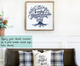 Decal on Wood Sign Our Family Rooted In Love Wall Decal with Tree Roots Art Vinyl Sticker Deep Blue