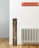 Welcome Personalized Family Name Vertical Lettering Wreath Vinyl Decal Sticker for Tall Wood Sign Porch Sitter Decor Celadon