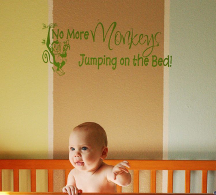 Custom nursery wall decal with playful monkey design