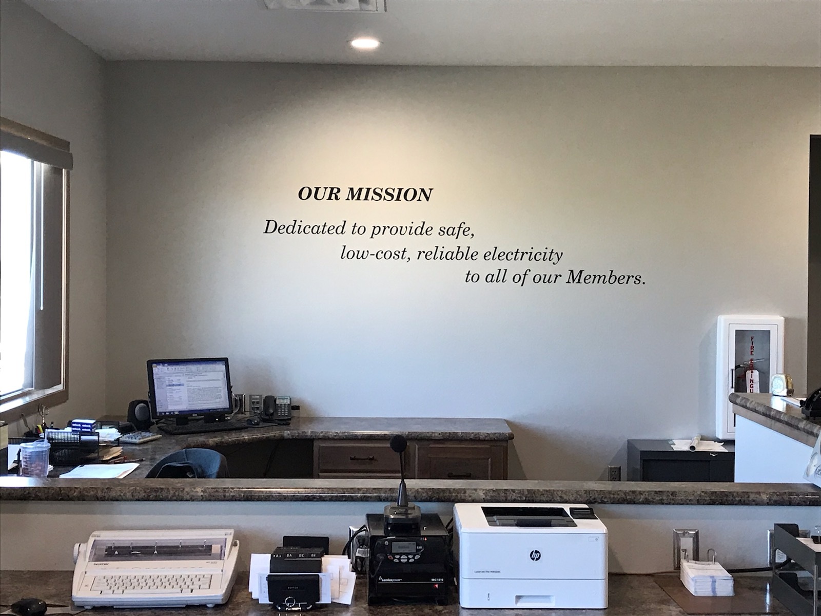 Custom office wall decal with company mission statement